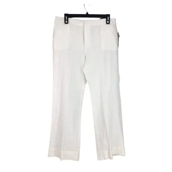 Linen Wide Leg Pants White Sz 16 Sigrid Olsen Signature Brand $129 MSRP - Picture 3 of 3